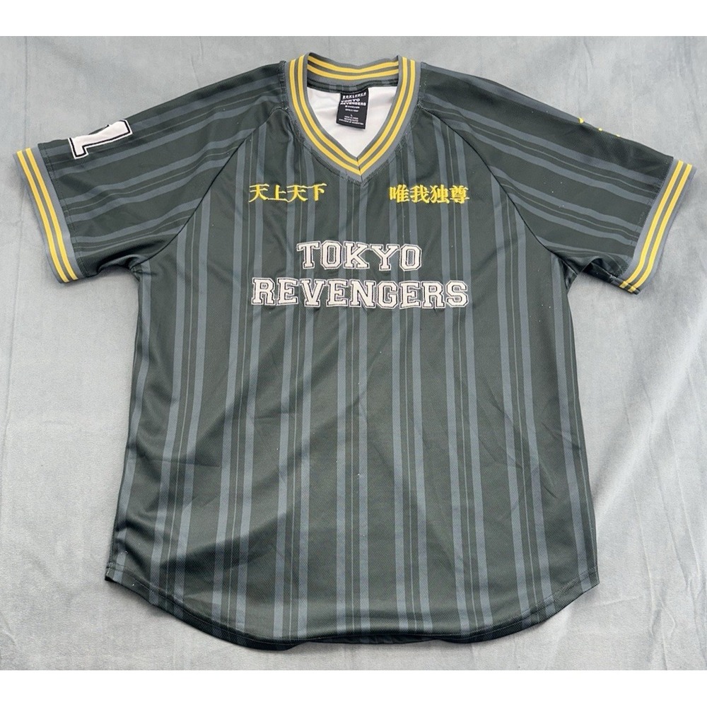 Tokyo Revengers Mikey Jersey Mens Large Anime Black Grey Box Lunch Shirt READ
